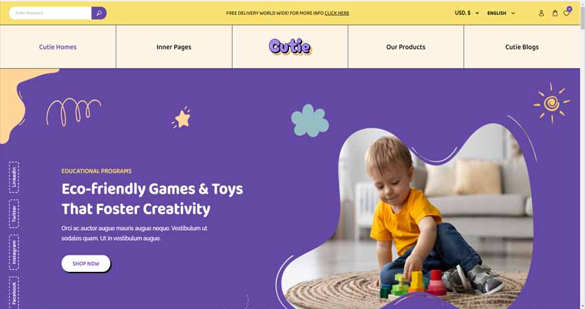 Cutie- Kids Fashion and Toys WooCommerce Theme