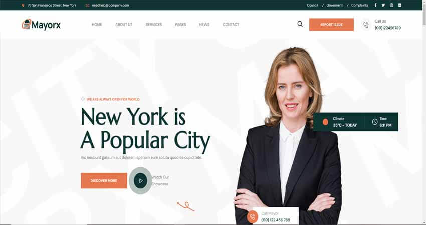Mayorx- Municipal & City Government WordPress Theme