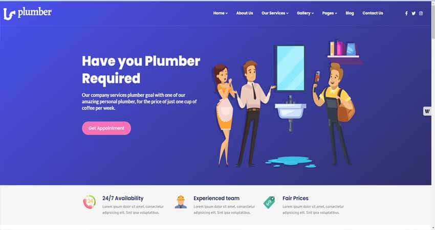 Plumber Pro-WordPress Theme for Construction & Repair Service 