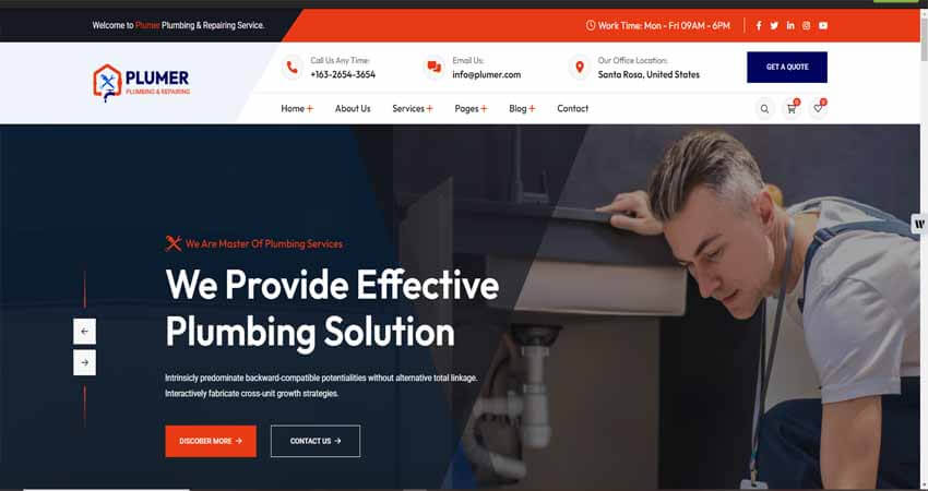 Plumer: Plumbing & Repair Service WordPress Theme