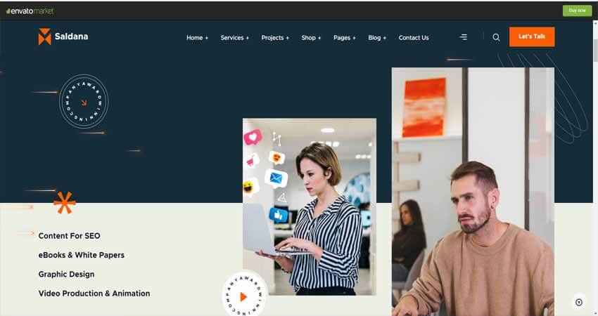 Saldana- Copywriting & Content Marketing Service WordPress Theme