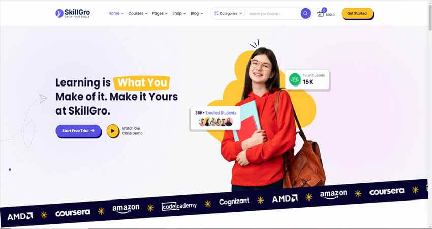 SkillGro- Online Courses & Education Template