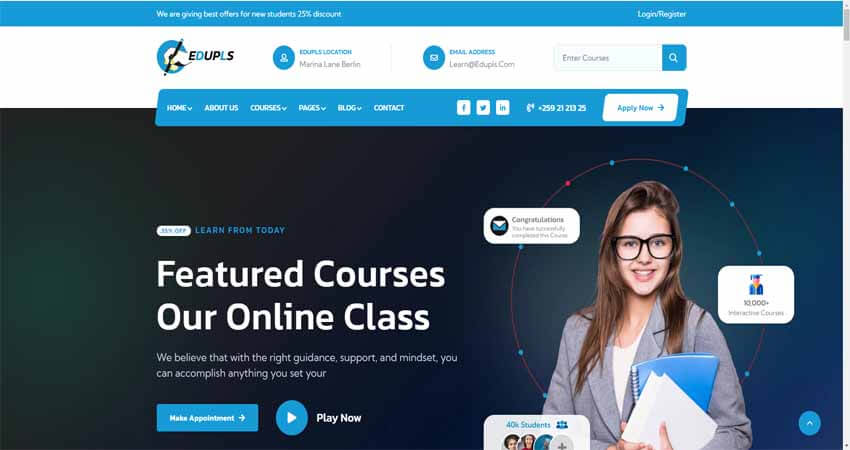 Edupls- Education & Online Courses WordPress Theme