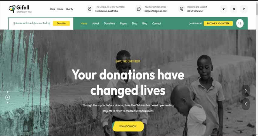 Gifall- Charity Non-Profit WordPress Theme 