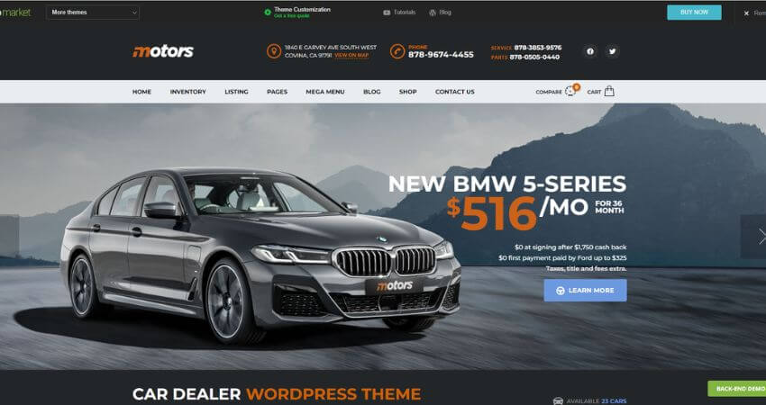 Motors - Car Dealer, Rental & Listing WordPress theme