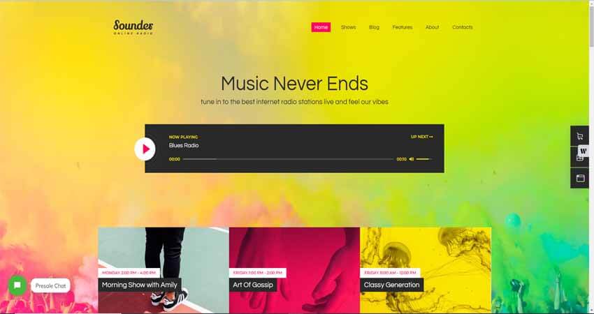 Sounder  Online Internet Radio Station WordPress Theme + RTL