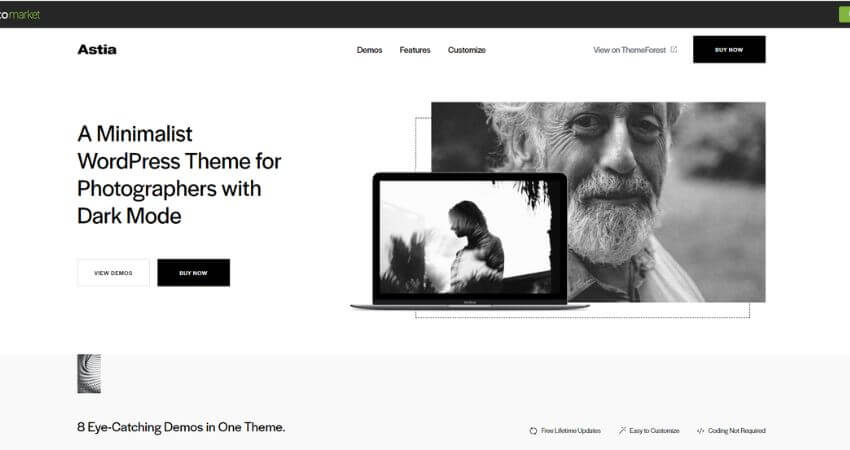 Astia - Minimal Portfolio WordPress Theme for Photographers