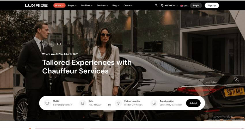 Luxride - Chauffeur Limousine Transport  Car Hire WordPress Theme